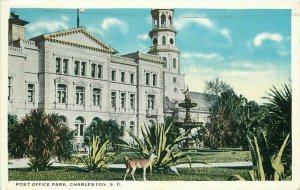 Charleston South Carolina Post Office Park 1920s Postcard 21-5580