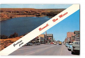 Roswell New Mexico NM Vintage Postcard Main Street Greetings