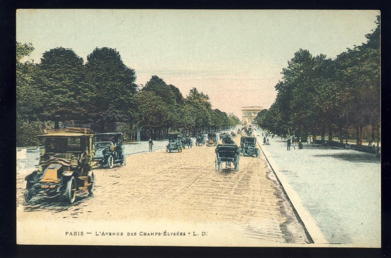 Paris, France Postcard, L'Avenue Des Champs-Elysees, Old Cars, 1920's?