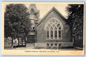 c1920's Presbyterian Church Building Tower Facade Lewisville Indiana IN Postcard