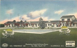 1950s South Carolina Allendale Plantation Court roadside Smith Postcard 22-11618