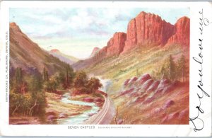 Seven Castles Colorado Midland Railway Colorado Postcard Posted 1906