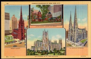 New York Famous Churches of NEW YORK CITY - pm1951 postage due 2c - LINEN