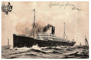 SS United States København - New York Vintage Postcard Posted