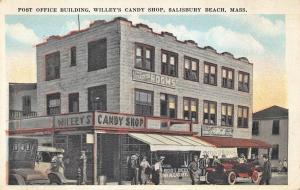 Salisbury Beach MA Post Office Candy Shop Storefronts Postcard