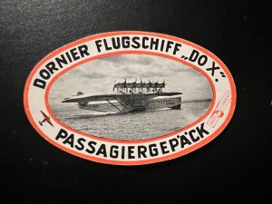 1929 Germany Dornier DOX Luggage Label Tag