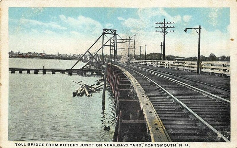 Portsmouth NH Toll Bridge Kittery Junction Near Navy Yard Postcard