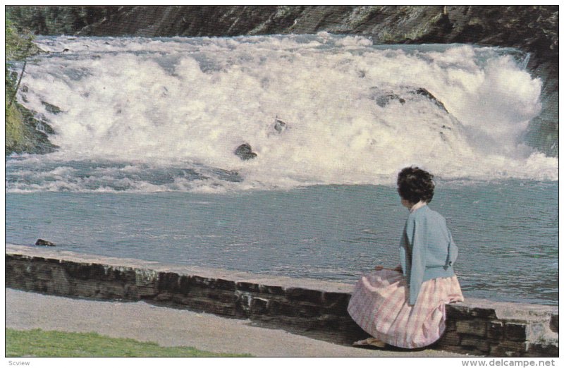 Cascading Bow River Forms Bow Falls, Banff, Alberta, Canada, 40´s-60´s