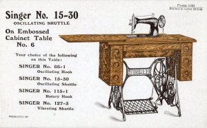 Singer 15-30 Antique Machine Oscillating Shuttle Old Advertising Postcard