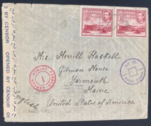 1940s Paphos Cyprus Jewish Internment Camp Censored Cover To Yarmouth ME Usa