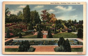 1940s LINCOLN NEBRASKA ANTELOPE PARK ROCK GARDEN LINEN POSTCARD 46-119