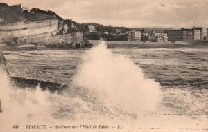 Biarritz France, Au Phare Vers, L'Hotel Du Palais, Hotel, Vintage Postcard