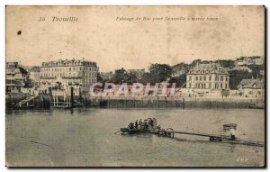 Old Postcard Trouville Passage du Bac Deauville at low tide