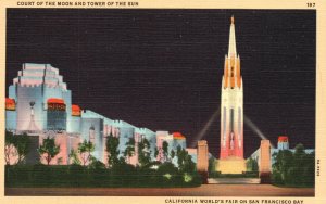 Vintage Postcard Court Of The Moon &Tower Of Sun San Francisco Bay California CA