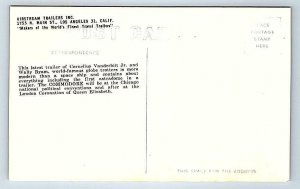 RPPC LOS ANGELES, CA~ Wally Byum's AIRSTREAM TRAILER Commodore c1930s  Postcard