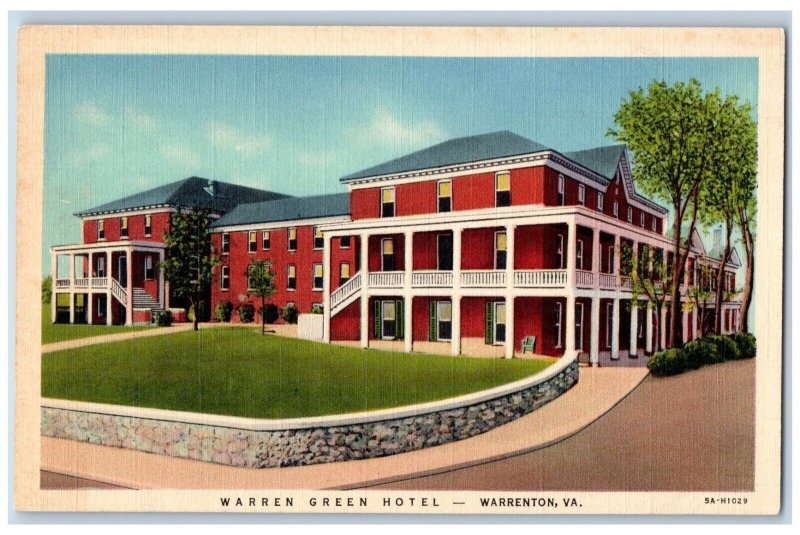 Warrenton Virginia Postcard Famous Warren Green Exterior c1940 Vintage Antique