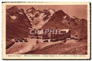 Old Postcard Alpine Road Lautaret Pass Chalet Hotel PLM and Meije