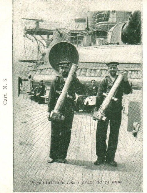 Postcard Italian Royal Navy Present Arm Pieces of 75mm