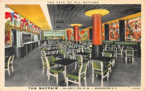 The Mayfair: The Cafe of All Nations, Washington, D.C., Early Postcard, Unused