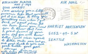 Ketchikan Alaska~Dock & Main Street~Crowd~Alaska SS Co~People on Roof~1949 RPPC