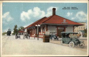 Medford Oregon OR Cars at SP RR Train Depot Station c1915 Postcard