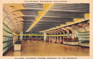 SHIP~Boat ALL STEEL EXCURSION STEAMER PRESIDENT~Rainbow Ballroom c1940s Postcard