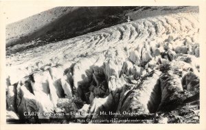 H91/ Mt Hood Oregon RPPC Postcard c1940s Eliot Glacier Crevasse 100