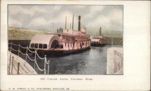 Oregon Columbia River Cascade Lock Paddle Wheel Steamer Ship c1905 PC