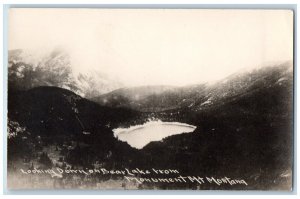 Montana MT Postcard RPPC Photo Looking Down Bear Lake From Monument Mt. c1930's