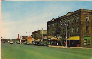 Cloquet MN Main Street Hotel Solem Drug Store Mail Box Old Cars Vintage Postcard