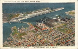 Boston Massachusetts MA Birdseye View Army Base Dry Dock 1910s-30s Postcard