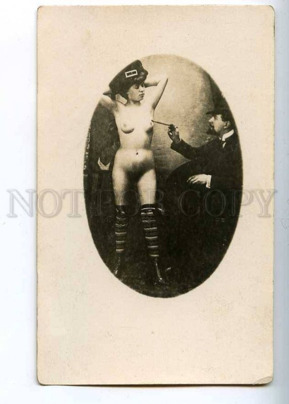 204660 RUSSIA Artist draws bare girl BODY ART photo postcard