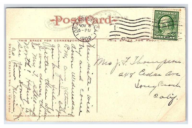 Postcard Broadway North From Fourth Street Los Angeles California c1909 Postmark