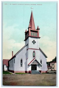 c1910's St. Mary's Catholic Church Street Scene Eugene Oregon OR Postcard