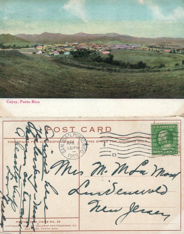 PUERTO RICO CAYEY 1912 ANTIQUE POSTCARD