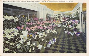 Chicago Illinois 1930-40s Postcard Edgewater Beach Hotel Flower Shop FTD Florist