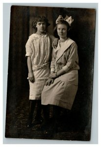 Vintage 1910's RPPC Postcard Photo of Two Young Women in Minnesota