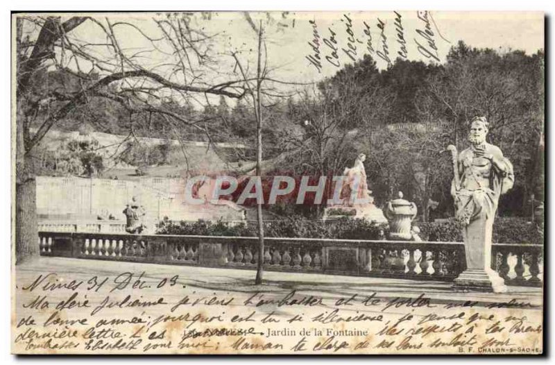 Old Postcard Nimes Jardin De La Fontaine