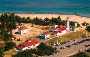 Whitefish Point Light House Station Paradise Michigan MI aerial view Postcard