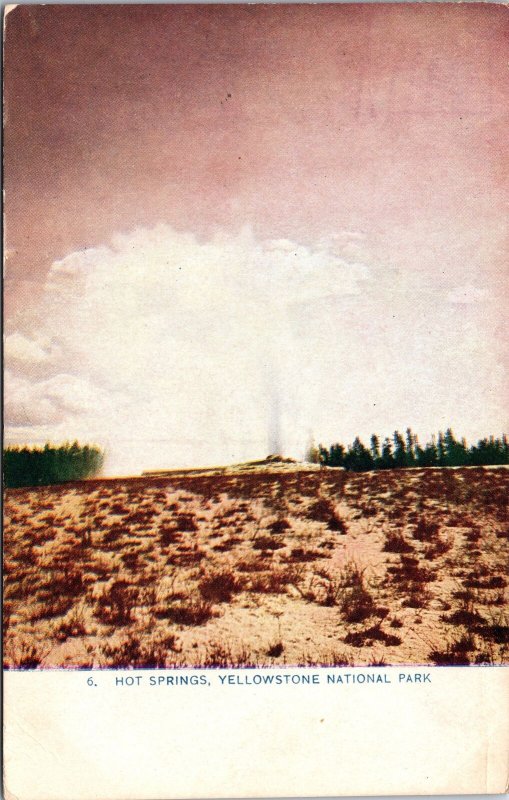 VINTAGE POSTCARD HOT SPRINGS GEYSER YELLOWSTONE NATIONAL PARK MAILED 1910 [RARE]