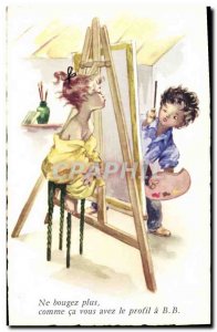 Postcard Old Children Painter