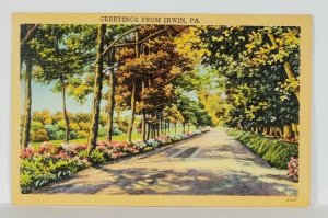 PA Greetings from IRWIN Pennsylvania Postcard R20