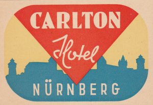 Germany Nuernberg Carlton Hotel Vintage Luggage Label sk2384