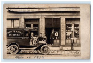 1917 Droege Bros Groceries Delivery Van Washington MO Missouri RPPC Postcard