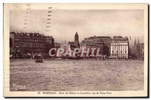 Postcard Old Marseille Quai des Belges and Canebiere seen the Old Port