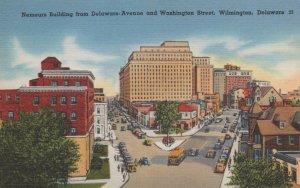 Postcard Nemours Building from Delaware Avenue + Washington Street Wilmington DE