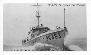 1940s US Navy Military PC453 Submarine Chaser RPPC Photo Postcard 21-3057