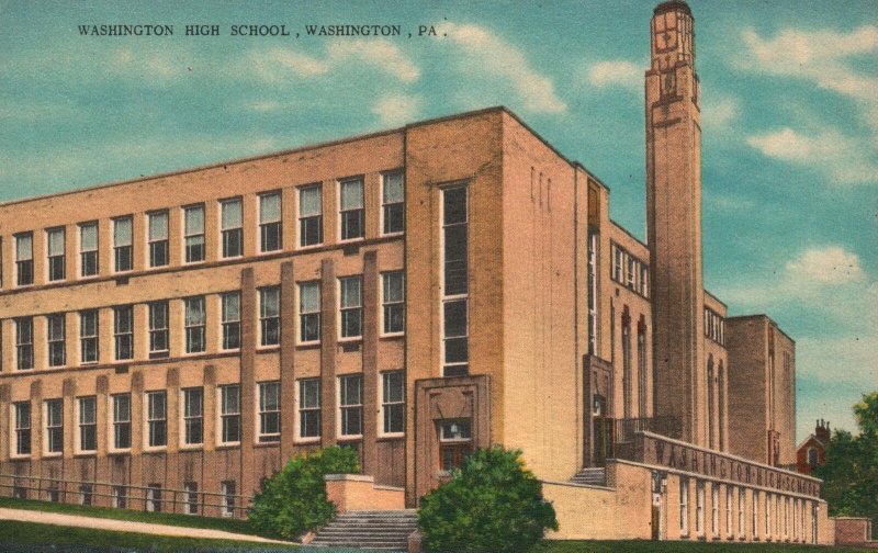 Vintage Postcard Washington High School Campus Building Landmark Pennsylvania PA