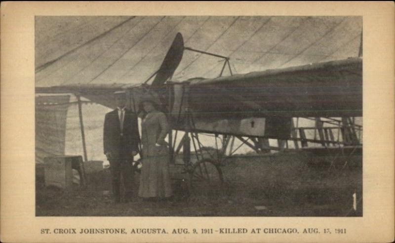 Augusta ME Pioneer Aviation St. Croix Johnstone 1911 Killed in Chicago PC