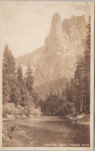 Sentinel Rock Merced River Yosemite National Park CA Real Photo Postcard H40